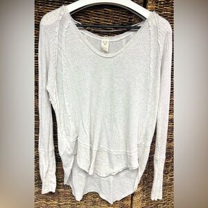 We The Free Cream Waffle Knit Crew Shirt- Size:Small, Longer in back
